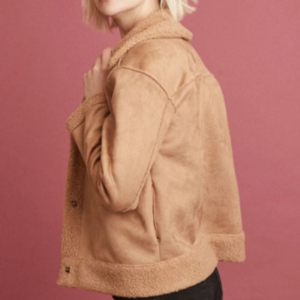 Marine Layer Womens Faux Suede Jacket w Sherpa Fleece size Small